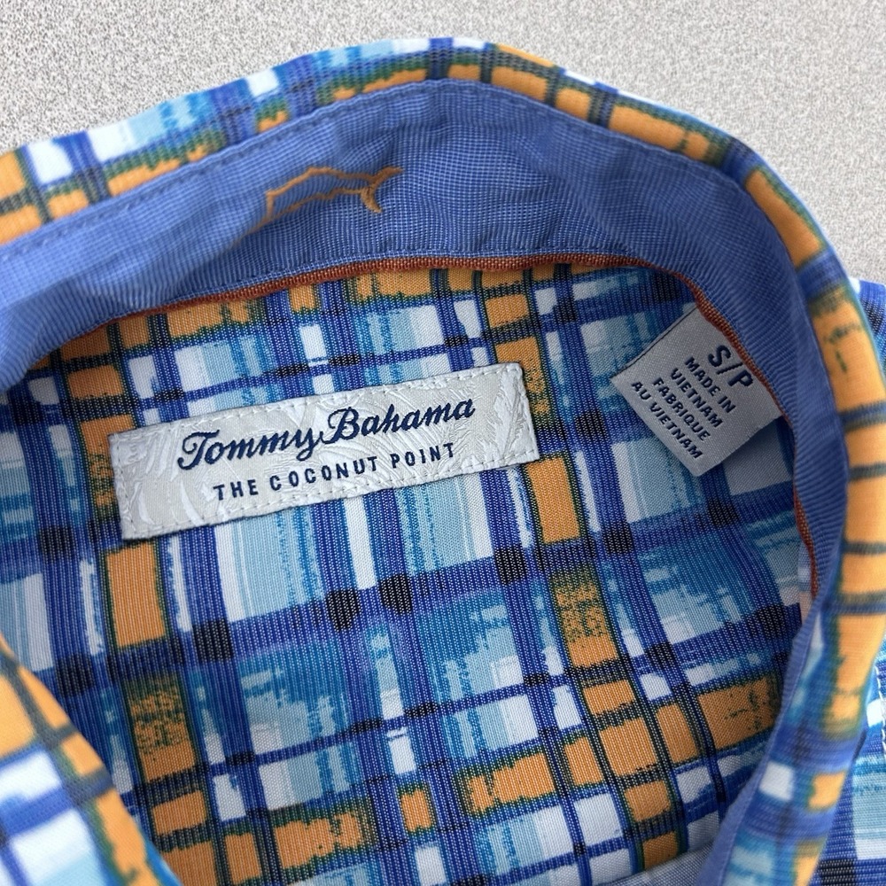 Tommy Bahama Coconut Point Island Zone Performance Shirt‎ Mens Small Blue Plaid - Picture 4 of 10